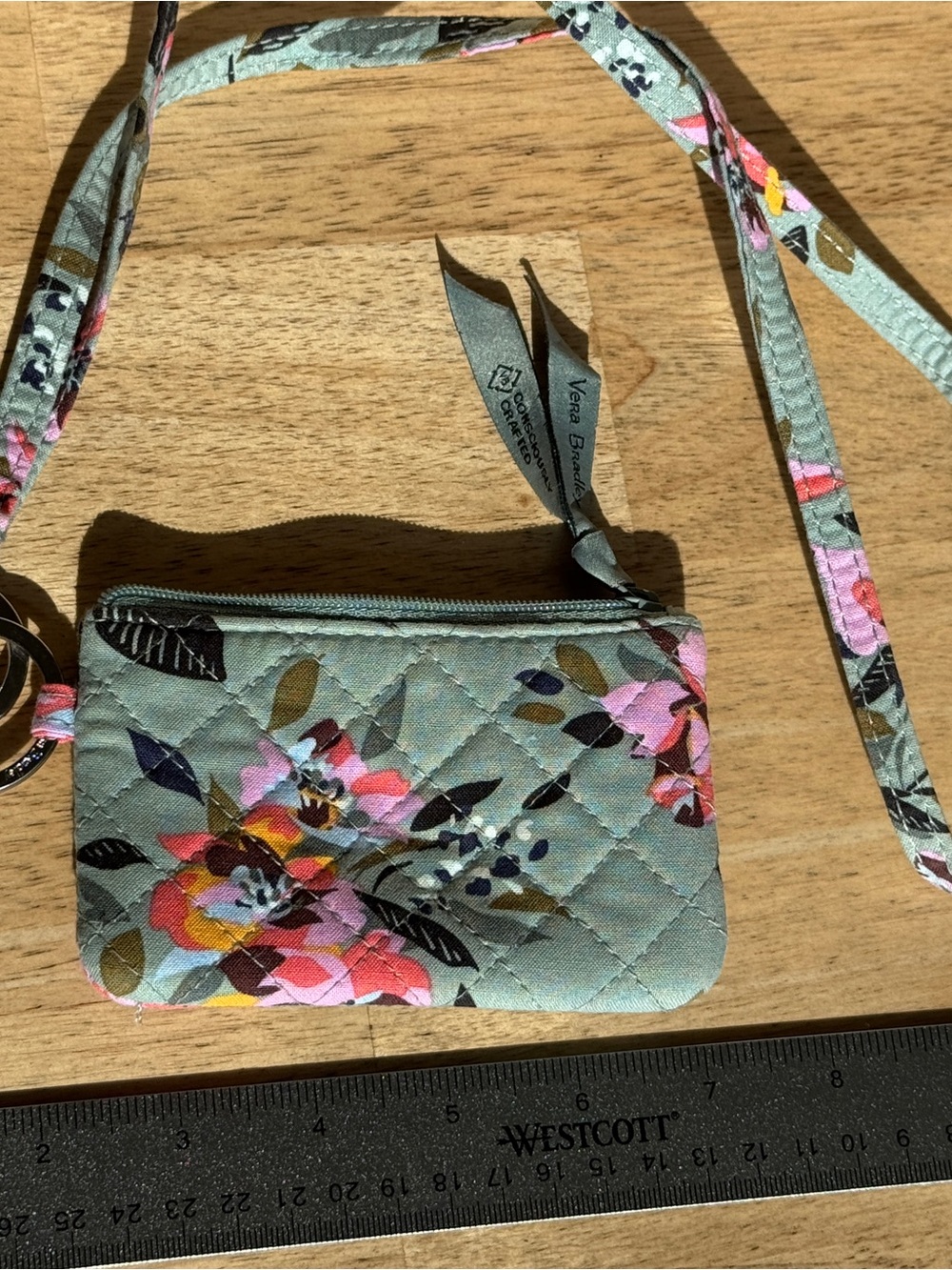 Vera Bradley Mint Floral Quilted Mini Crossbody Card Pouch